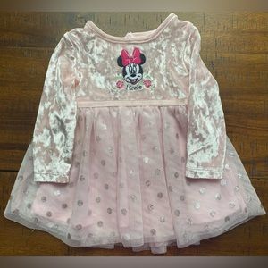 •EUC•Disney Baby Minnie Mouse Crushed Velvet Polka Dot Sparkle Tutu Dress
